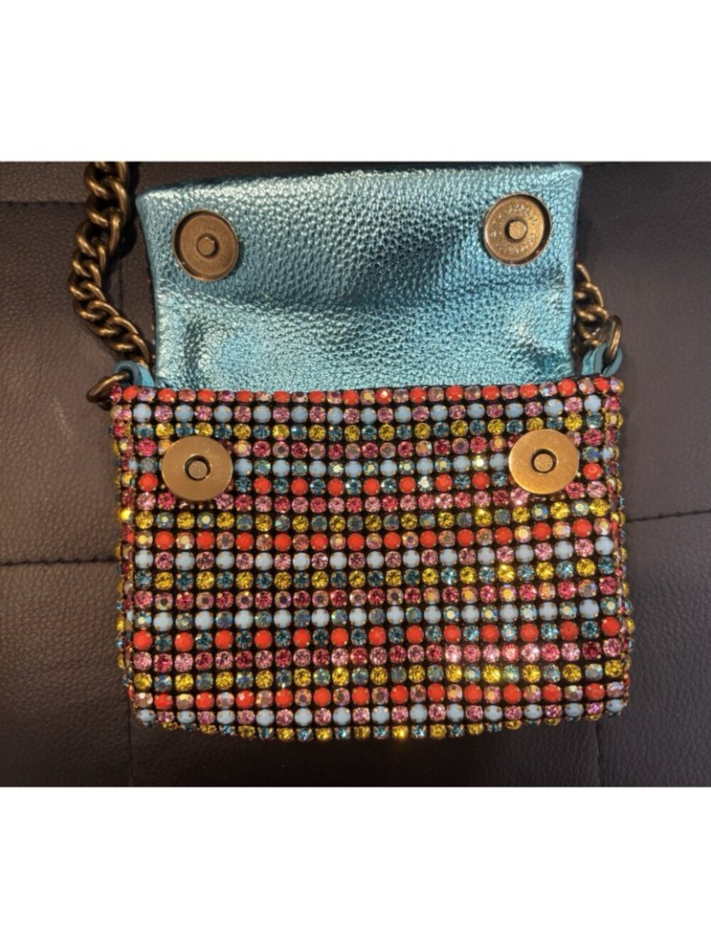 KURT GEIGER Mini Party Crossbody Bag Small Multicolor Beaded Chain Strap - Picture 3 of 15